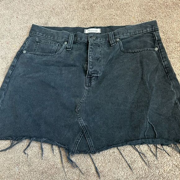 Madewell Rigid denim aline mini black skirt 32 - Picture 4 of 8